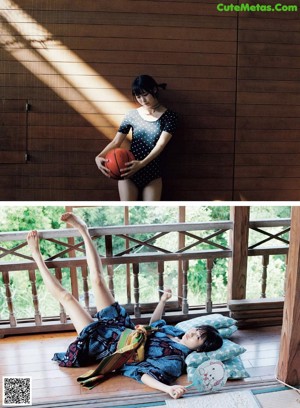 A woman sitting on top of a wooden chair.