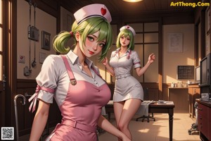 A woman in a nurse outfit is posing for a picture.