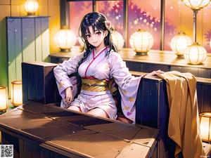 A woman in a kimono posing for a picture.