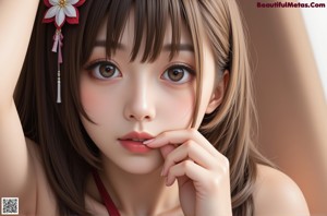 A girl with long brown hair wearing a white robe.